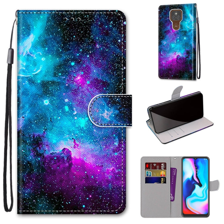 Coloured Drawing Cross Texture Horizontal Flip PU Leather Case with Holder & Card Slots & Wallet & Lanyard, For Motorola Moto E7, For Motorola Moto G 5G, For Motorola Moto E7 Plus / G9 Play / G9, For Motorola Moto G8