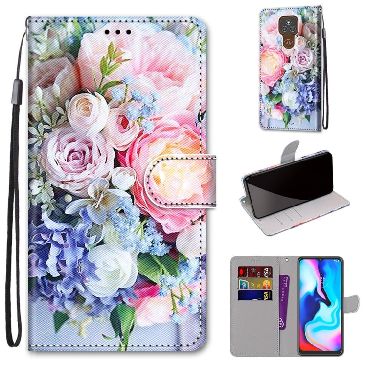 Coloured Drawing Cross Texture Horizontal Flip PU Leather Case with Holder & Card Slots & Wallet & Lanyard, For Motorola Moto E7, For Motorola Moto G 5G, For Motorola Moto E7 Plus / G9 Play / G9, For Motorola Moto G8