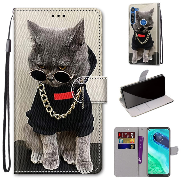 Coloured Drawing Cross Texture Horizontal Flip PU Leather Case with Holder & Card Slots & Wallet & Lanyard, For Motorola Moto E7, For Motorola Moto G 5G, For Motorola Moto E7 Plus / G9 Play / G9, For Motorola Moto G8