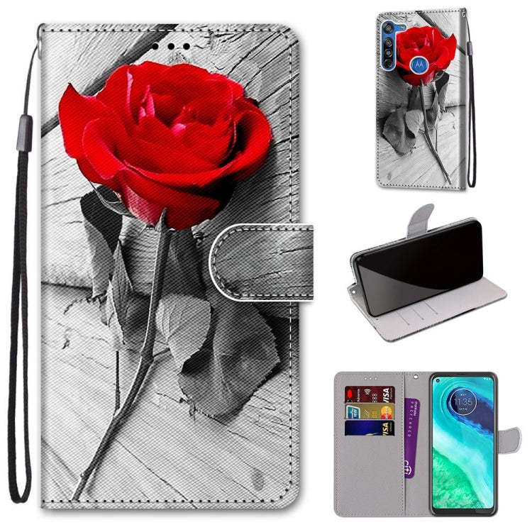 Coloured Drawing Cross Texture Horizontal Flip PU Leather Case with Holder & Card Slots & Wallet & Lanyard, For Motorola Moto E7, For Motorola Moto G 5G, For Motorola Moto E7 Plus / G9 Play / G9, For Motorola Moto G8