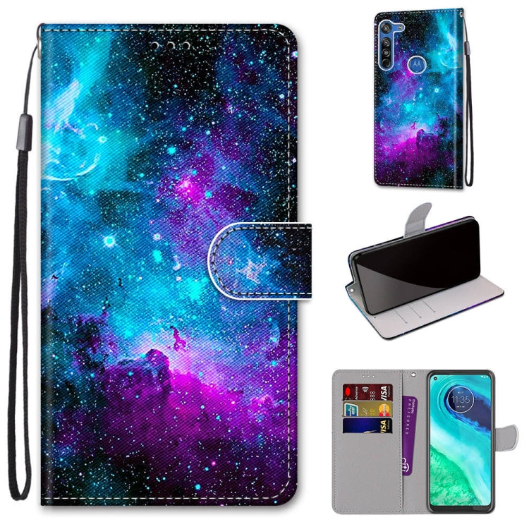 Coloured Drawing Cross Texture Horizontal Flip PU Leather Case with Holder & Card Slots & Wallet & Lanyard, For Motorola Moto E7, For Motorola Moto G 5G, For Motorola Moto E7 Plus / G9 Play / G9, For Motorola Moto G8