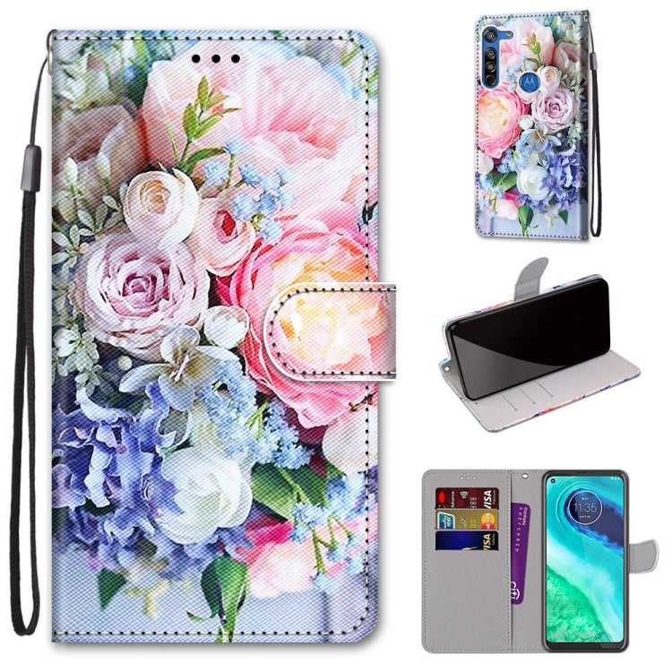 Coloured Drawing Cross Texture Horizontal Flip PU Leather Case with Holder & Card Slots & Wallet & Lanyard, For Motorola Moto E7, For Motorola Moto G 5G, For Motorola Moto E7 Plus / G9 Play / G9, For Motorola Moto G8