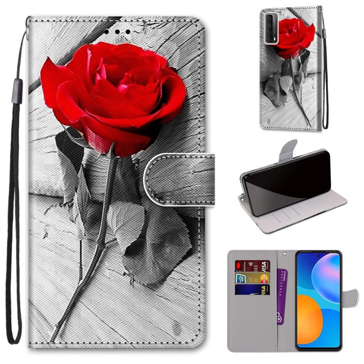 Coloured Drawing Cross Texture Horizontal Flip PU Leather Case with Holder & Card Slots & Wallet & Lanyard, For OPPO A52 / A92 / A72, For Alcatel 1L (2021), For Xiaomi Redmi 9 Power / Note 9 4G, For Huawei P smart 2021 / Y7a