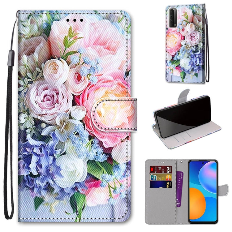 Coloured Drawing Cross Texture Horizontal Flip PU Leather Case with Holder & Card Slots & Wallet & Lanyard, For OPPO A52 / A92 / A72, For Alcatel 1L (2021), For Xiaomi Redmi 9 Power / Note 9 4G, For Huawei P smart 2021 / Y7a