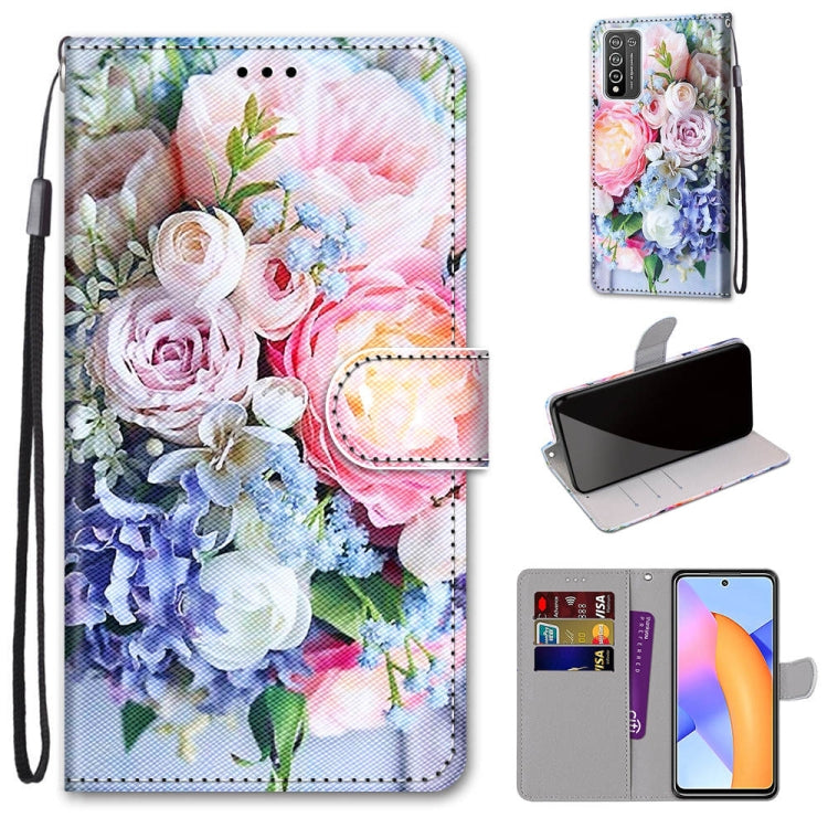 Coloured Drawing Cross Texture Horizontal Flip PU Leather Case with Holder & Card Slots & Wallet & Lanyard, For Huawei Y9a, For Honor 10X Lite, For Nokia 2.4, For Nokia 3.4