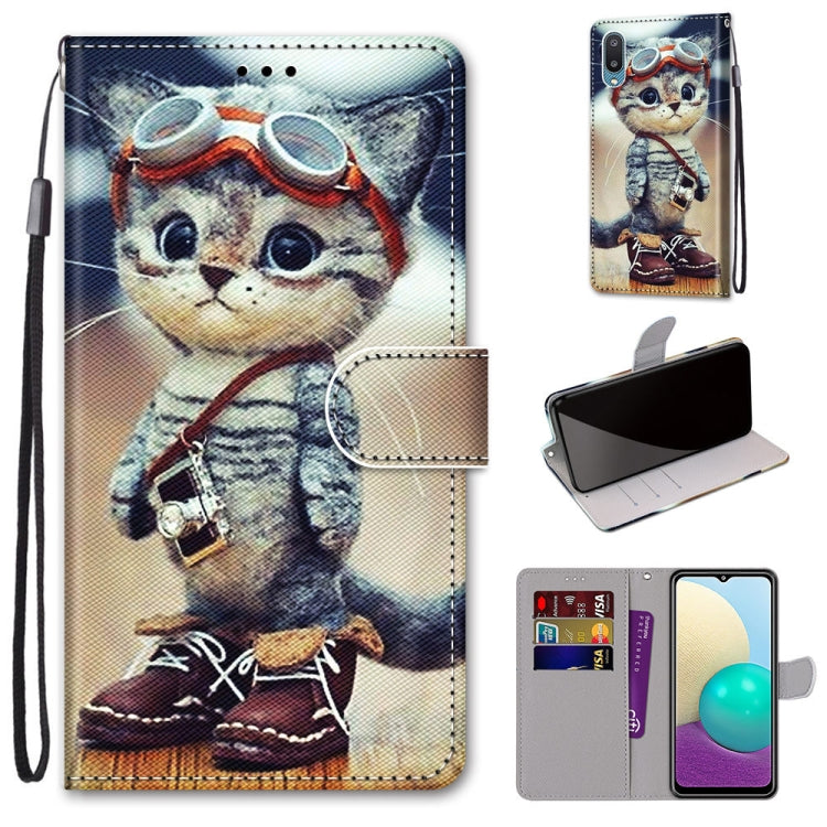 Coloured Drawing Cross Texture Horizontal Flip PU Leather Case with Holder & Card Slots & Wallet & Lanyard, For Samsung Galaxy A02 / M02, For Samsung Galaxy A02s / M02s, For Samsung Galaxy A12 / M12, For Samsung Galaxy A32 5G