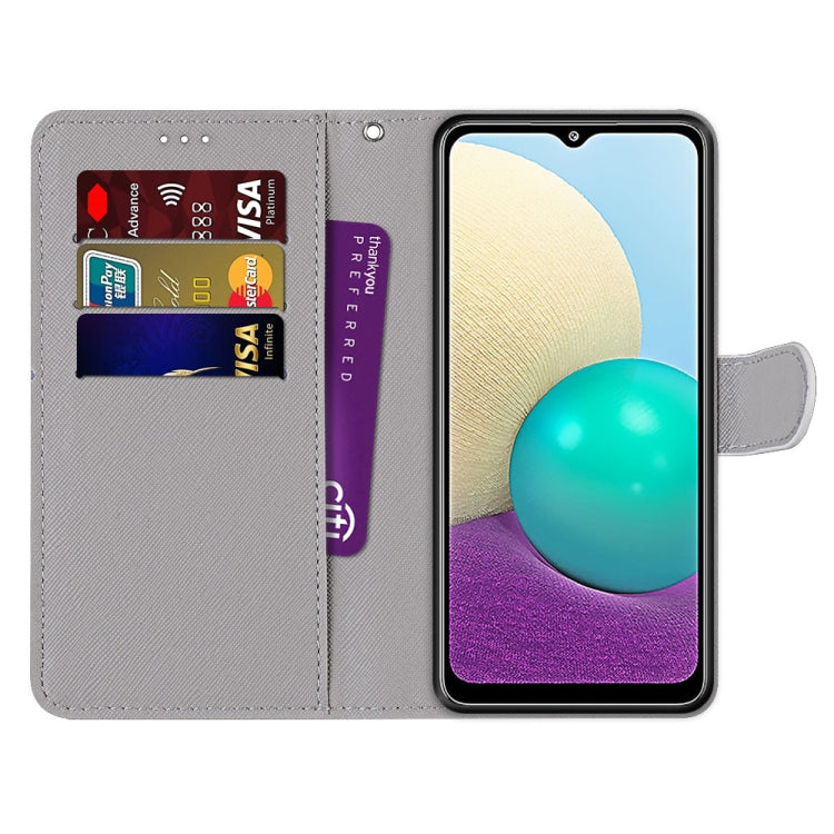 Coloured Drawing Cross Texture Horizontal Flip PU Leather Case with Holder & Card Slots & Wallet & Lanyard, For Samsung Galaxy A02 / M02, For Samsung Galaxy A02s / M02s, For Samsung Galaxy A12 / M12, For Samsung Galaxy A32 5G
