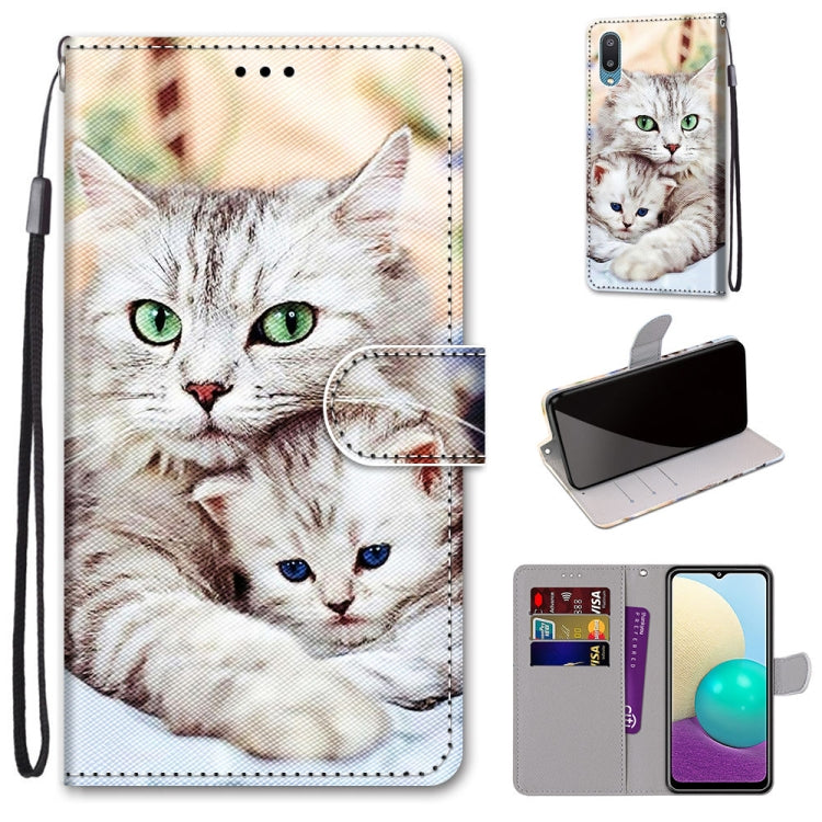Coloured Drawing Cross Texture Horizontal Flip PU Leather Case with Holder & Card Slots & Wallet & Lanyard, For Samsung Galaxy A02 / M02, For Samsung Galaxy A02s / M02s, For Samsung Galaxy A12 / M12, For Samsung Galaxy A32 5G