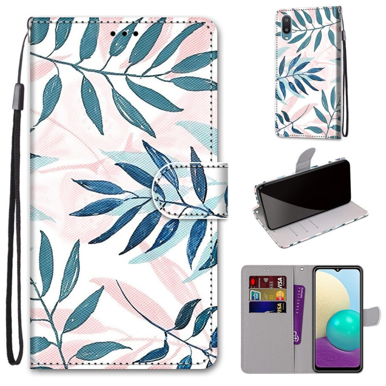 Coloured Drawing Cross Texture Horizontal Flip PU Leather Case with Holder & Card Slots & Wallet & Lanyard, For Samsung Galaxy A02 / M02, For Samsung Galaxy A02s / M02s, For Samsung Galaxy A12 / M12, For Samsung Galaxy A32 5G