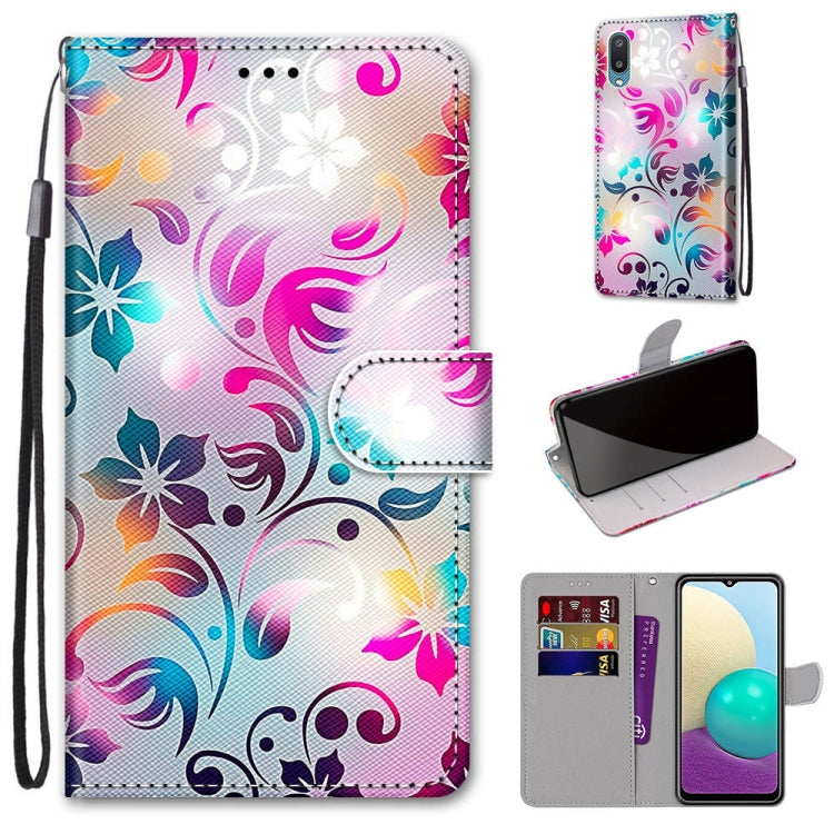 Coloured Drawing Cross Texture Horizontal Flip PU Leather Case with Holder & Card Slots & Wallet & Lanyard, For Samsung Galaxy A02 / M02, For Samsung Galaxy A02s / M02s, For Samsung Galaxy A12 / M12, For Samsung Galaxy A32 5G