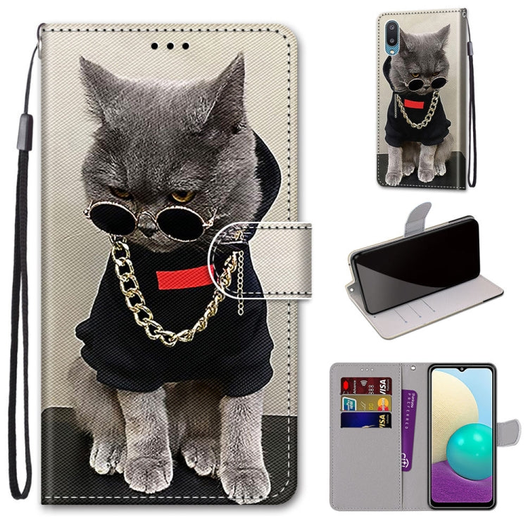 Coloured Drawing Cross Texture Horizontal Flip PU Leather Case with Holder & Card Slots & Wallet & Lanyard, For Samsung Galaxy A02 / M02, For Samsung Galaxy A02s / M02s, For Samsung Galaxy A12 / M12, For Samsung Galaxy A32 5G