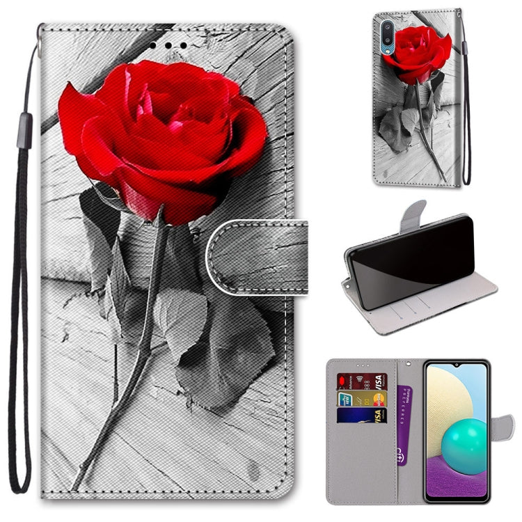 Coloured Drawing Cross Texture Horizontal Flip PU Leather Case with Holder & Card Slots & Wallet & Lanyard, For Samsung Galaxy A02 / M02, For Samsung Galaxy A02s / M02s, For Samsung Galaxy A12 / M12, For Samsung Galaxy A32 5G