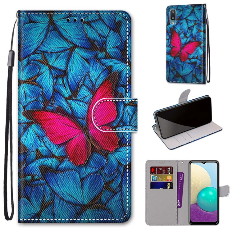 Coloured Drawing Cross Texture Horizontal Flip PU Leather Case with Holder & Card Slots & Wallet & Lanyard, For Samsung Galaxy A02 / M02, For Samsung Galaxy A02s / M02s, For Samsung Galaxy A12 / M12, For Samsung Galaxy A32 5G