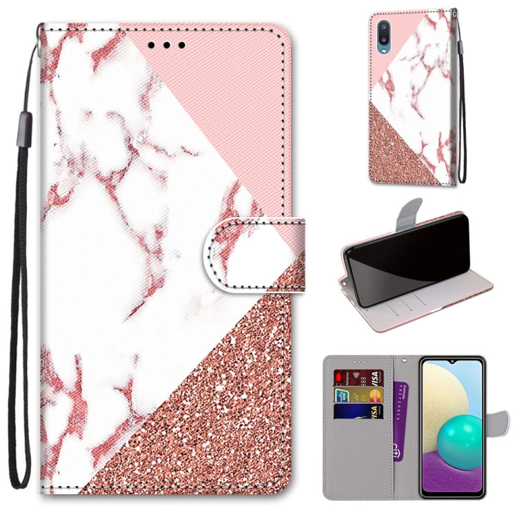 Coloured Drawing Cross Texture Horizontal Flip PU Leather Case with Holder & Card Slots & Wallet & Lanyard, For Samsung Galaxy A02 / M02, For Samsung Galaxy A02s / M02s, For Samsung Galaxy A12 / M12, For Samsung Galaxy A32 5G