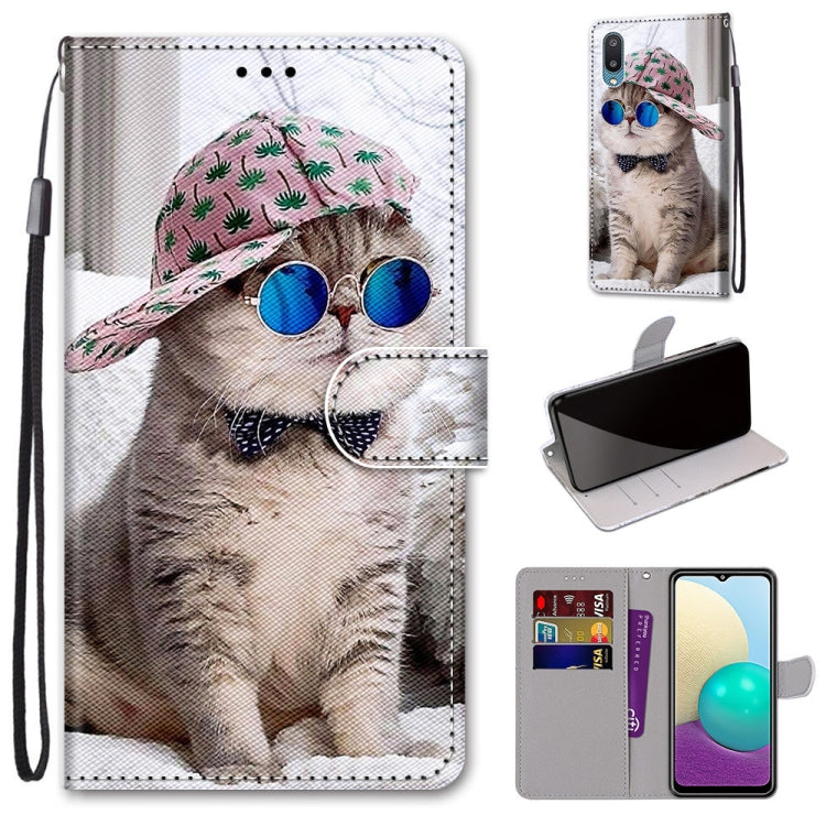 Coloured Drawing Cross Texture Horizontal Flip PU Leather Case with Holder & Card Slots & Wallet & Lanyard, For Samsung Galaxy A02 / M02, For Samsung Galaxy A02s / M02s, For Samsung Galaxy A12 / M12, For Samsung Galaxy A32 5G