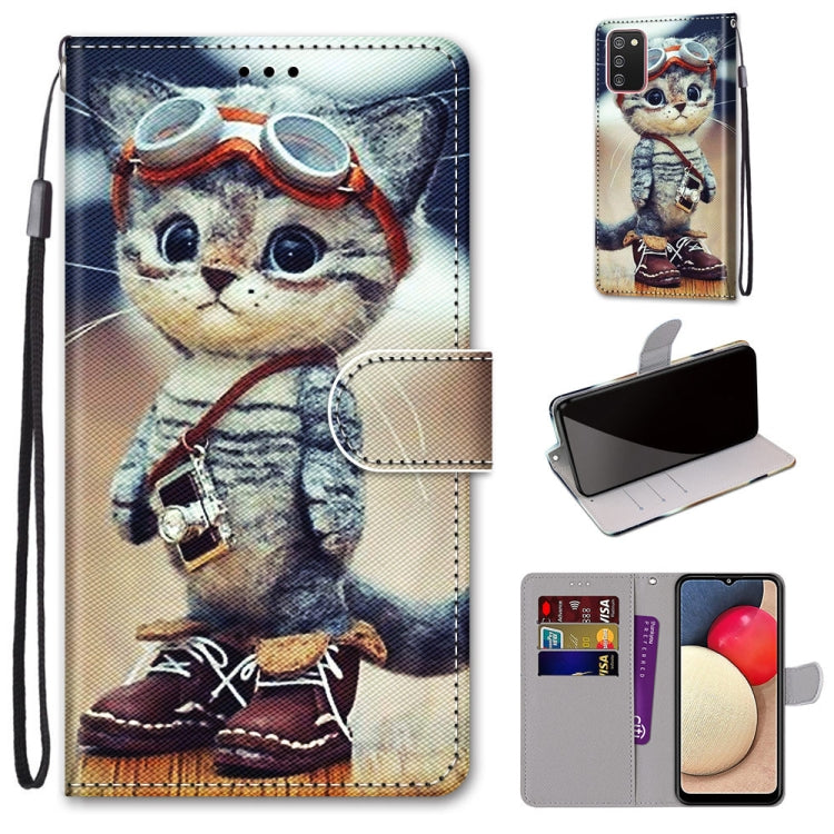 Coloured Drawing Cross Texture Horizontal Flip PU Leather Case with Holder & Card Slots & Wallet & Lanyard, For Samsung Galaxy A02 / M02, For Samsung Galaxy A02s / M02s, For Samsung Galaxy A12 / M12, For Samsung Galaxy A32 5G