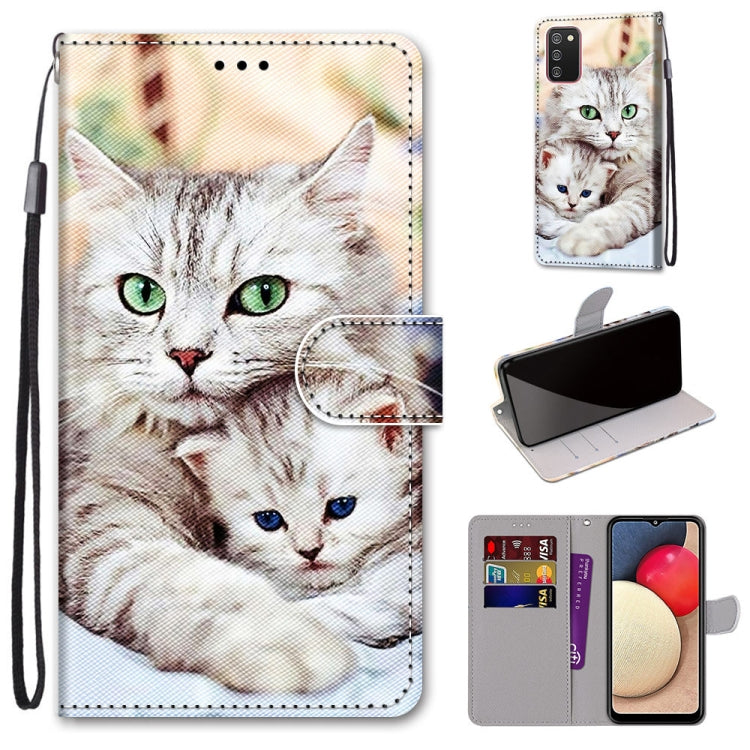 Coloured Drawing Cross Texture Horizontal Flip PU Leather Case with Holder & Card Slots & Wallet & Lanyard, For Samsung Galaxy A02 / M02, For Samsung Galaxy A02s / M02s, For Samsung Galaxy A12 / M12, For Samsung Galaxy A32 5G