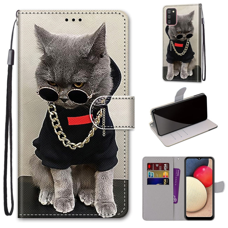 Coloured Drawing Cross Texture Horizontal Flip PU Leather Case with Holder & Card Slots & Wallet & Lanyard, For Samsung Galaxy A02 / M02, For Samsung Galaxy A02s / M02s, For Samsung Galaxy A12 / M12, For Samsung Galaxy A32 5G