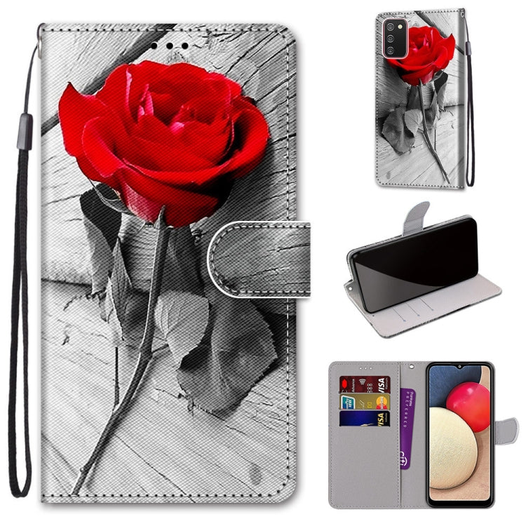 Coloured Drawing Cross Texture Horizontal Flip PU Leather Case with Holder & Card Slots & Wallet & Lanyard, For Samsung Galaxy A02 / M02, For Samsung Galaxy A02s / M02s, For Samsung Galaxy A12 / M12, For Samsung Galaxy A32 5G