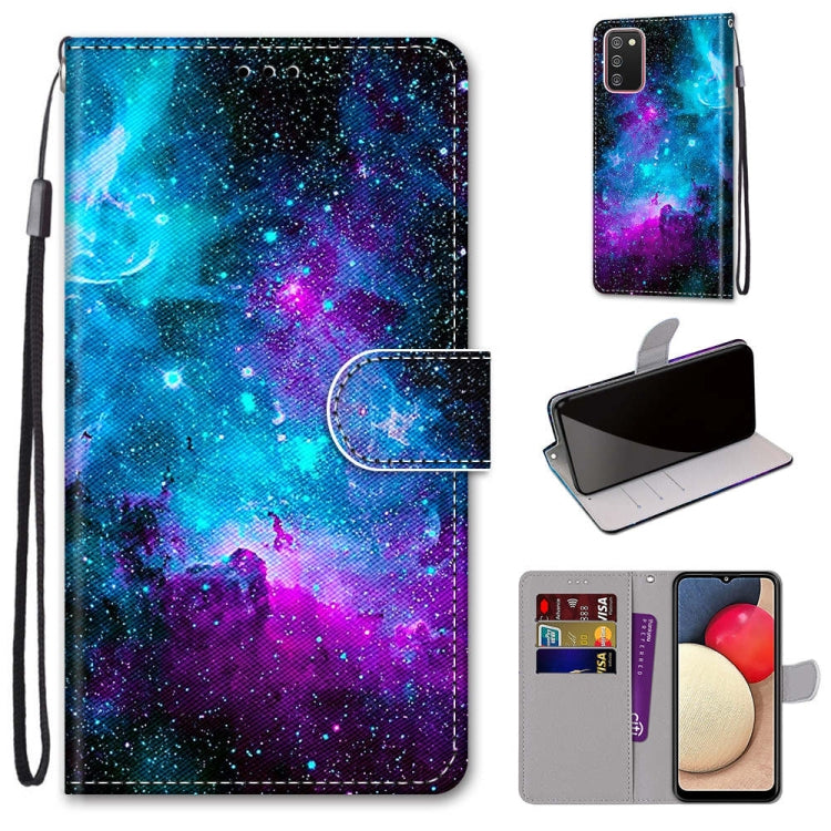 Coloured Drawing Cross Texture Horizontal Flip PU Leather Case with Holder & Card Slots & Wallet & Lanyard, For Samsung Galaxy A02 / M02, For Samsung Galaxy A02s / M02s, For Samsung Galaxy A12 / M12, For Samsung Galaxy A32 5G