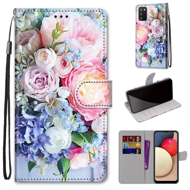 Coloured Drawing Cross Texture Horizontal Flip PU Leather Case with Holder & Card Slots & Wallet & Lanyard, For Samsung Galaxy A02 / M02, For Samsung Galaxy A02s / M02s, For Samsung Galaxy A12 / M12, For Samsung Galaxy A32 5G