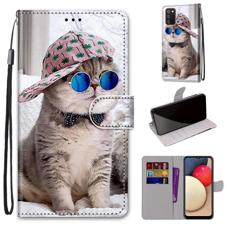 Coloured Drawing Cross Texture Horizontal Flip PU Leather Case with Holder & Card Slots & Wallet & Lanyard, For Samsung Galaxy A02 / M02, For Samsung Galaxy A02s / M02s, For Samsung Galaxy A12 / M12, For Samsung Galaxy A32 5G
