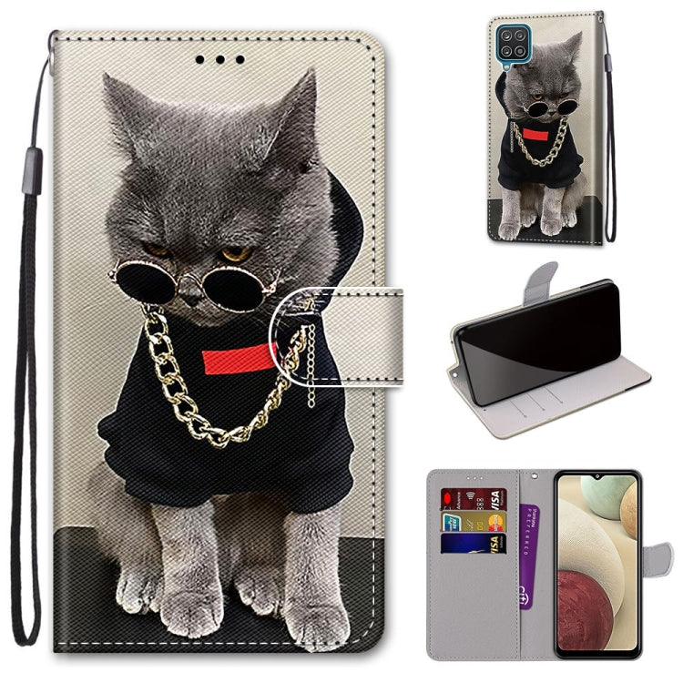 Coloured Drawing Cross Texture Horizontal Flip PU Leather Case with Holder & Card Slots & Wallet & Lanyard, For Samsung Galaxy A02 / M02, For Samsung Galaxy A02s / M02s, For Samsung Galaxy A12 / M12, For Samsung Galaxy A32 5G