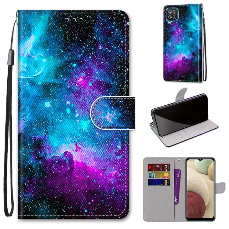 Coloured Drawing Cross Texture Horizontal Flip PU Leather Case with Holder & Card Slots & Wallet & Lanyard, For Samsung Galaxy A02 / M02, For Samsung Galaxy A02s / M02s, For Samsung Galaxy A12 / M12, For Samsung Galaxy A32 5G