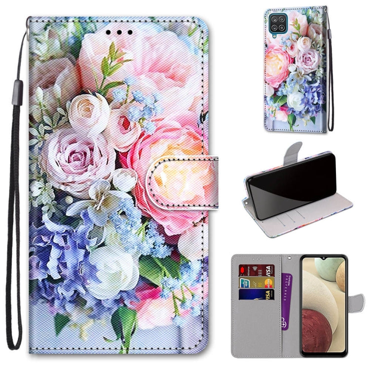 Coloured Drawing Cross Texture Horizontal Flip PU Leather Case with Holder & Card Slots & Wallet & Lanyard, For Samsung Galaxy A02 / M02, For Samsung Galaxy A02s / M02s, For Samsung Galaxy A12 / M12, For Samsung Galaxy A32 5G