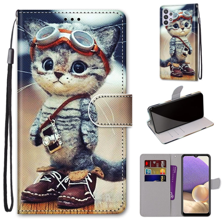 Coloured Drawing Cross Texture Horizontal Flip PU Leather Case with Holder & Card Slots & Wallet & Lanyard, For Samsung Galaxy A02 / M02, For Samsung Galaxy A02s / M02s, For Samsung Galaxy A12 / M12, For Samsung Galaxy A32 5G