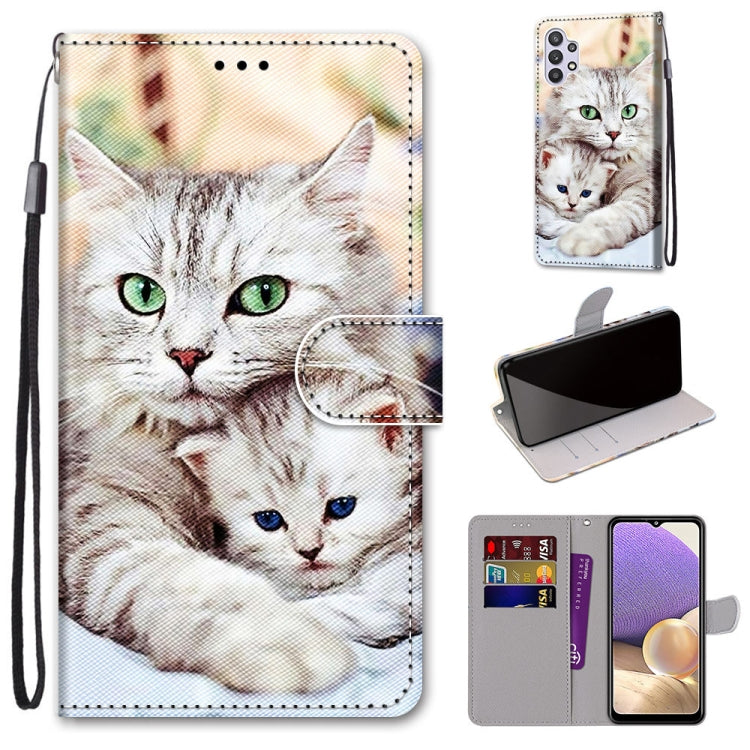 Coloured Drawing Cross Texture Horizontal Flip PU Leather Case with Holder & Card Slots & Wallet & Lanyard, For Samsung Galaxy A02 / M02, For Samsung Galaxy A02s / M02s, For Samsung Galaxy A12 / M12, For Samsung Galaxy A32 5G