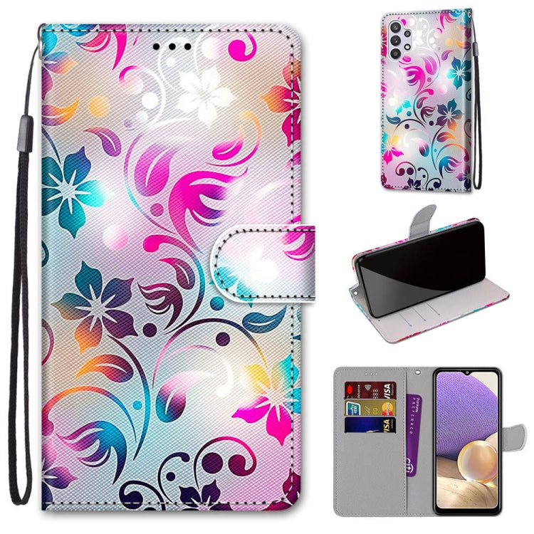 Coloured Drawing Cross Texture Horizontal Flip PU Leather Case with Holder & Card Slots & Wallet & Lanyard, For Samsung Galaxy A02 / M02, For Samsung Galaxy A02s / M02s, For Samsung Galaxy A12 / M12, For Samsung Galaxy A32 5G