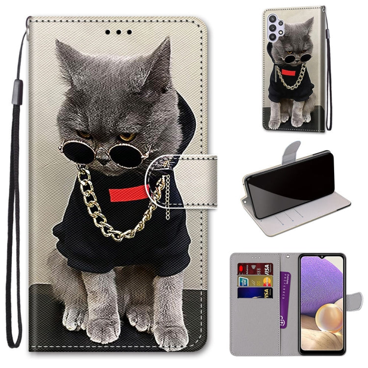 Coloured Drawing Cross Texture Horizontal Flip PU Leather Case with Holder & Card Slots & Wallet & Lanyard, For Samsung Galaxy A02 / M02, For Samsung Galaxy A02s / M02s, For Samsung Galaxy A12 / M12, For Samsung Galaxy A32 5G