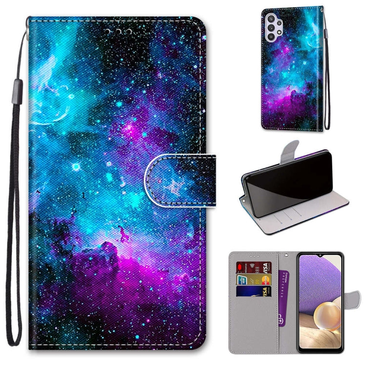 Coloured Drawing Cross Texture Horizontal Flip PU Leather Case with Holder & Card Slots & Wallet & Lanyard, For Samsung Galaxy A02 / M02, For Samsung Galaxy A02s / M02s, For Samsung Galaxy A12 / M12, For Samsung Galaxy A32 5G