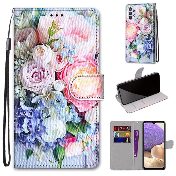 Coloured Drawing Cross Texture Horizontal Flip PU Leather Case with Holder & Card Slots & Wallet & Lanyard, For Samsung Galaxy A02 / M02, For Samsung Galaxy A02s / M02s, For Samsung Galaxy A12 / M12, For Samsung Galaxy A32 5G