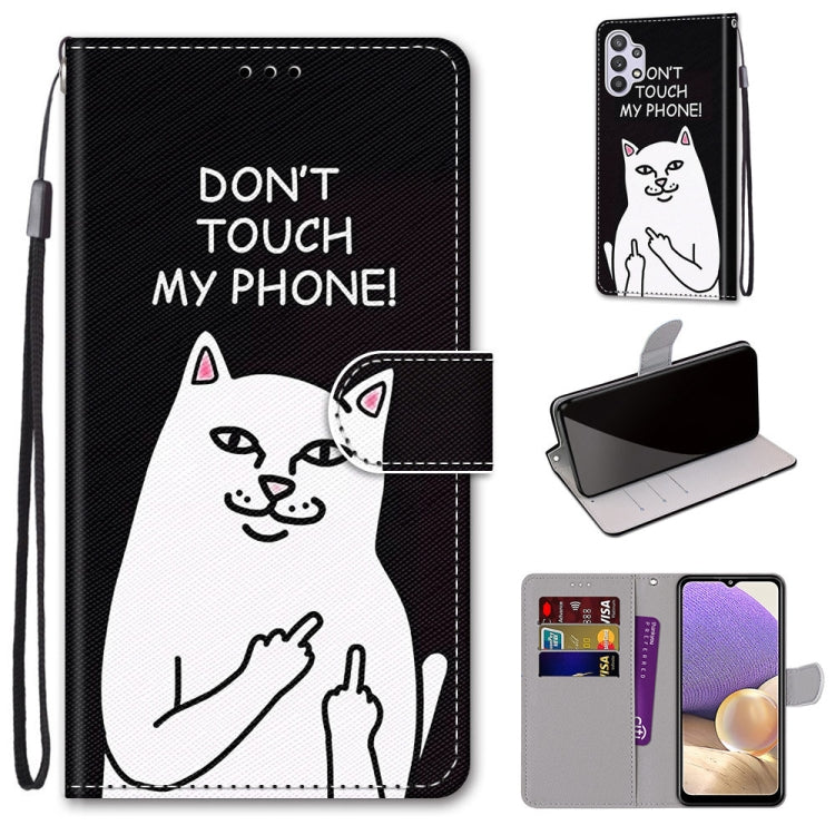 Coloured Drawing Cross Texture Horizontal Flip PU Leather Case with Holder & Card Slots & Wallet & Lanyard, For Samsung Galaxy A02 / M02, For Samsung Galaxy A02s / M02s, For Samsung Galaxy A12 / M12, For Samsung Galaxy A32 5G