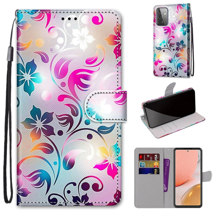 Coloured Drawing Cross Texture Horizontal Flip PU Leather Case with Holder & Card Slots & Wallet & Lanyard, For Samsung Galaxy A52 5G, For Samsung Galaxy A72 5G / 4G, For Xiaomi Poco M3, For Xiaomi Redmi Note 9 5G / Note 9T