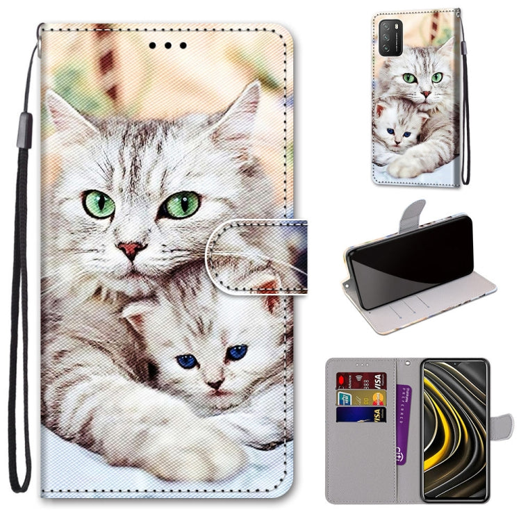 Coloured Drawing Cross Texture Horizontal Flip PU Leather Case with Holder & Card Slots & Wallet & Lanyard, For Samsung Galaxy A52 5G, For Samsung Galaxy A72 5G / 4G, For Xiaomi Poco M3, For Xiaomi Redmi Note 9 5G / Note 9T