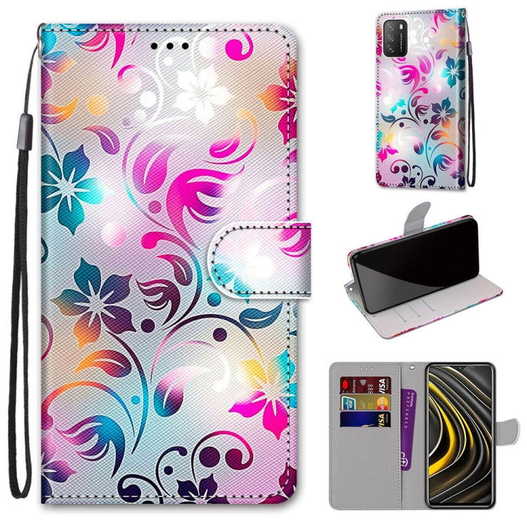 Coloured Drawing Cross Texture Horizontal Flip PU Leather Case with Holder & Card Slots & Wallet & Lanyard, For Samsung Galaxy A52 5G, For Samsung Galaxy A72 5G / 4G, For Xiaomi Poco M3, For Xiaomi Redmi Note 9 5G / Note 9T