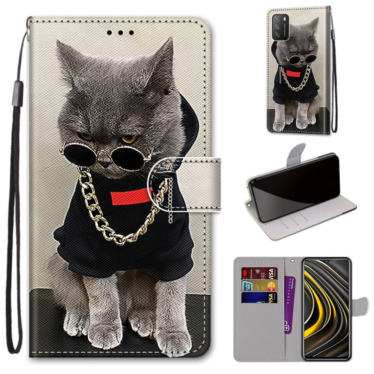 Coloured Drawing Cross Texture Horizontal Flip PU Leather Case with Holder & Card Slots & Wallet & Lanyard, For Samsung Galaxy A52 5G, For Samsung Galaxy A72 5G / 4G, For Xiaomi Poco M3, For Xiaomi Redmi Note 9 5G / Note 9T