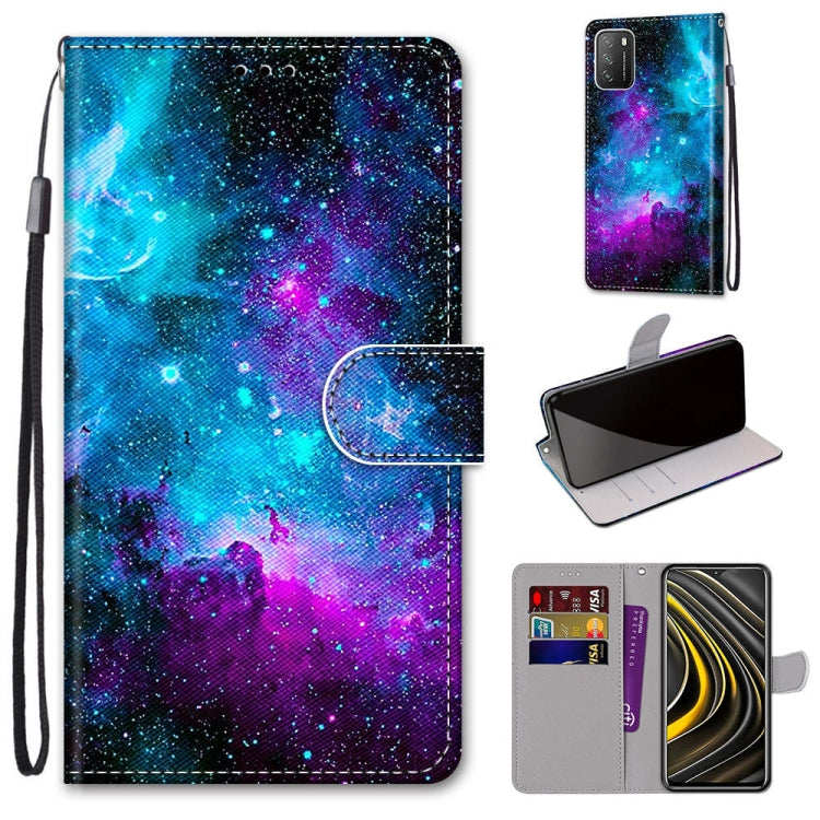 Coloured Drawing Cross Texture Horizontal Flip PU Leather Case with Holder & Card Slots & Wallet & Lanyard, For Samsung Galaxy A52 5G, For Samsung Galaxy A72 5G / 4G, For Xiaomi Poco M3, For Xiaomi Redmi Note 9 5G / Note 9T