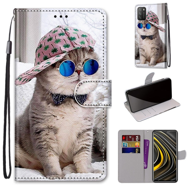 Coloured Drawing Cross Texture Horizontal Flip PU Leather Case with Holder & Card Slots & Wallet & Lanyard, For Samsung Galaxy A52 5G, For Samsung Galaxy A72 5G / 4G, For Xiaomi Poco M3, For Xiaomi Redmi Note 9 5G / Note 9T