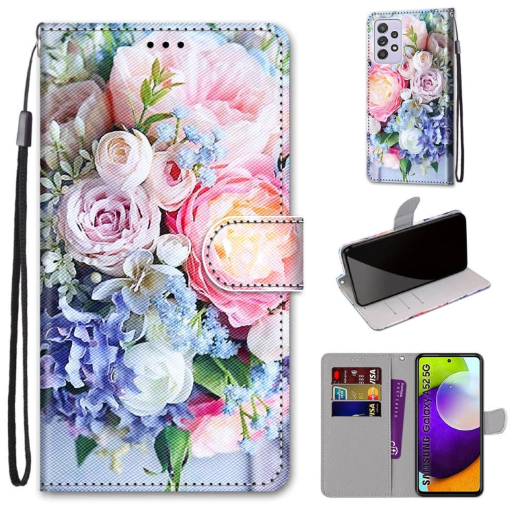 Coloured Drawing Cross Texture Horizontal Flip PU Leather Case with Holder & Card Slots & Wallet & Lanyard, For Samsung Galaxy A52 5G, For Samsung Galaxy A72 5G / 4G, For Xiaomi Poco M3, For Xiaomi Redmi Note 9 5G / Note 9T