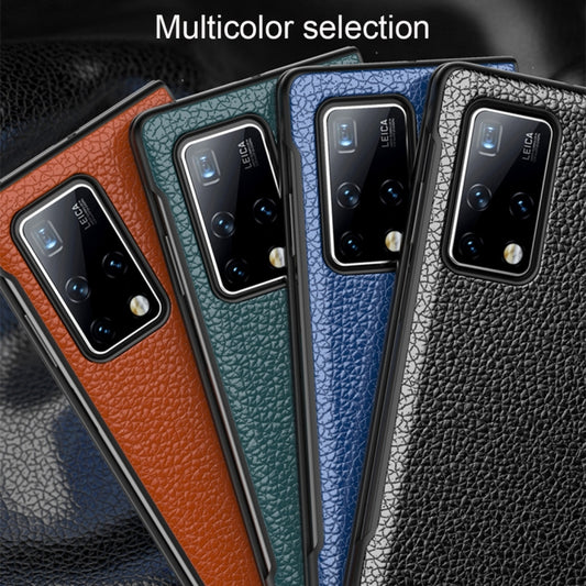 Litchi Texture Cowhide Leather + TPU Shockproof Back Cover Case