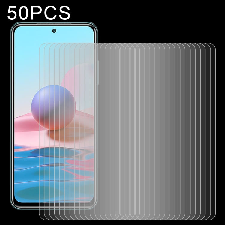 50 PCS 2.5D Non-Full Screen Tempered Glass Film, For OPPO F19 Pro (50 PCS), For Xiaomi Redmi Note 10 / Note 11 5G International Version / Note 10 Overseas Version 6.43 (50 PCS), For Xiaomi Redmi Note 10 Pro / 10 Pro Max (50 PCS)