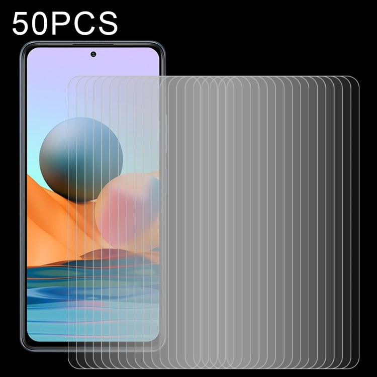 50 PCS 2.5D Non-Full Screen Tempered Glass Film, For OPPO F19 Pro (50 PCS), For Xiaomi Redmi Note 10 / Note 11 5G International Version / Note 10 Overseas Version 6.43 (50 PCS), For Xiaomi Redmi Note 10 Pro / 10 Pro Max (50 PCS)