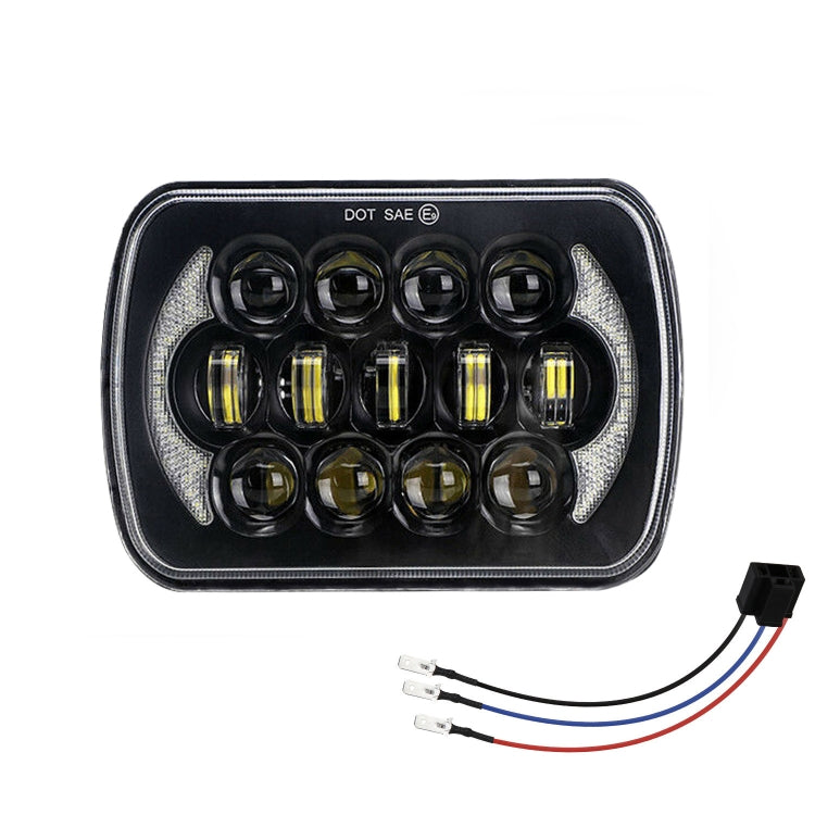 7 inch(5X7)/(7X6) H4 DC 9V-30V 30000LM 300W 8LEDs Car Square Shape LED Headlight Lamps for Jeep Wrangler, 8LEDs