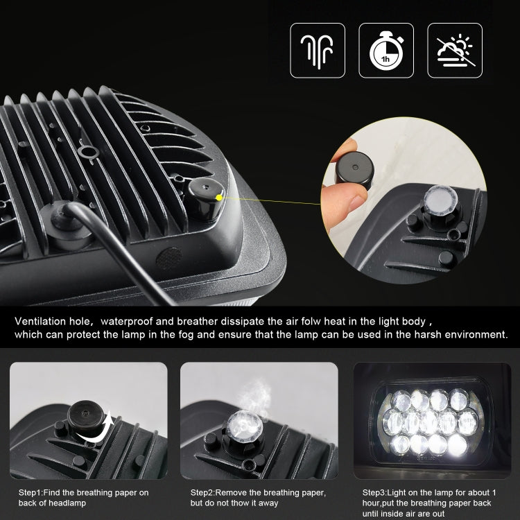 7 inch(5X7)/(7X6) H4 DC 9V-30V 30000LM 300W 8LEDs Car Square Shape LED Headlight Lamps for Jeep Wrangler, 8LEDs