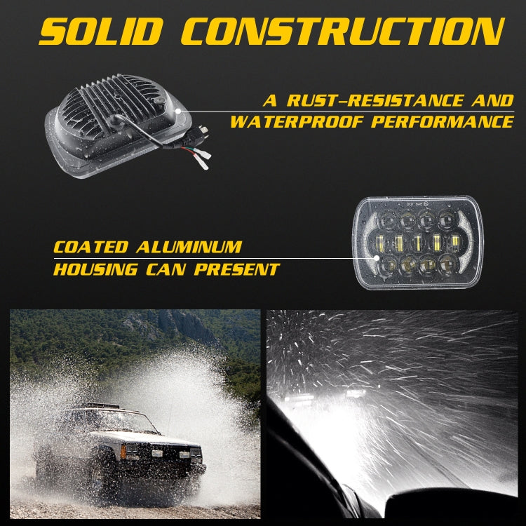 7 inch(5X7)/(7X6) H4 DC 9V-30V 30000LM 300W 8LEDs Car Square Shape LED Headlight Lamps for Jeep Wrangler, 8LEDs