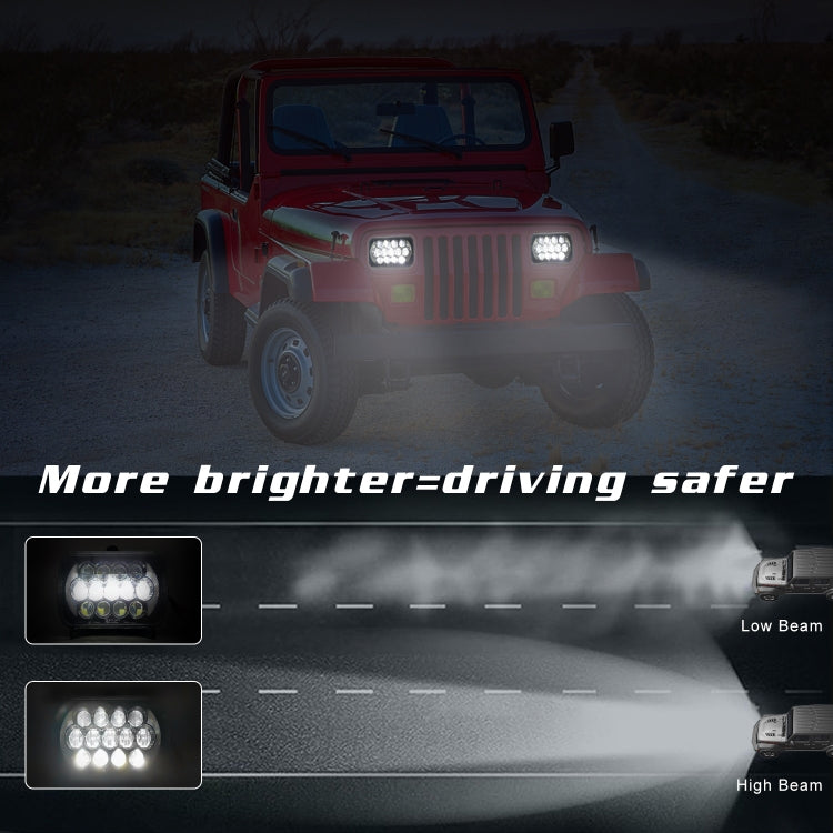 7 inch(5X7)/(7X6) H4 DC 9V-30V 30000LM 300W 8LEDs Car Square Shape LED Headlight Lamps for Jeep Wrangler, 8LEDs